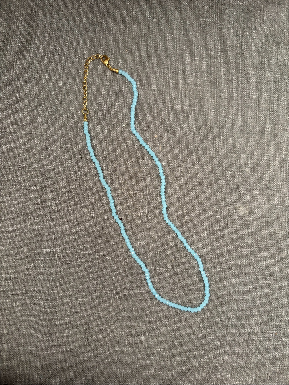 Light Blue Faceted Beaded Necklace with Gold-Tone Adjustable Clasp